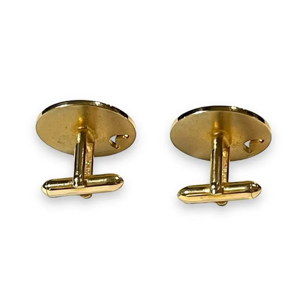Vintage Swank Cufflinks and Tie Bar Mens Gold Tone Shell Design Set